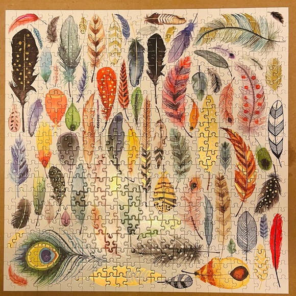 Galison 500 Piece Foil Puzzle with Colorful Feathers - Picture 2 of 2